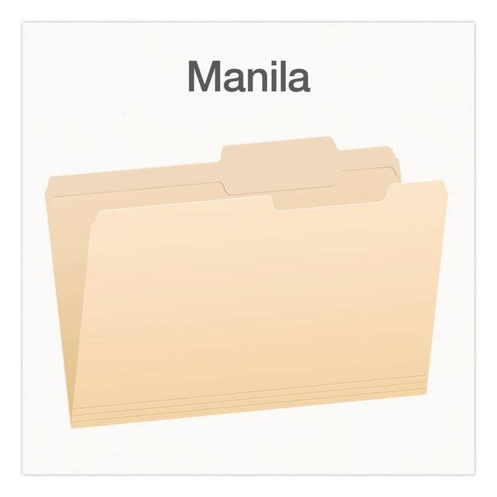 Manila File Folders, 2/5-Cut Tabs: Right, Legal Size, 0.75" Expansion, Manila, 100/Box