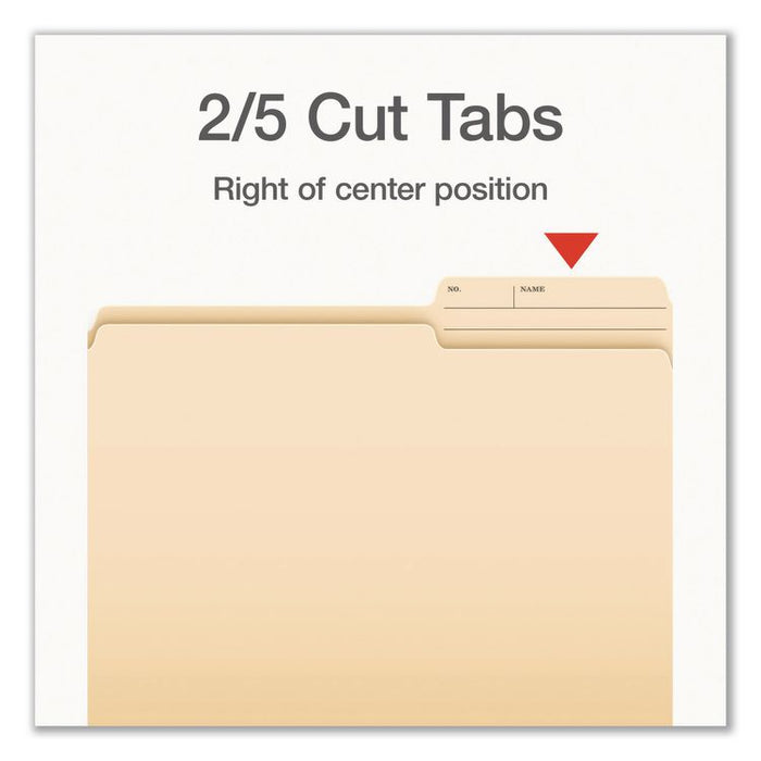 Manila File Folders, 2/5-Cut Tabs: Right, Letter Size, 0.75" Expansion, Manila, 100/Box