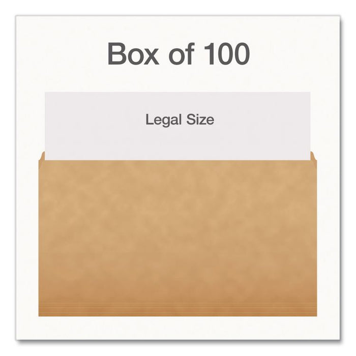 Kraft File Folders, Straight Tabs, Legal Size, 0.75" Expansion, Kraft, 100/Box