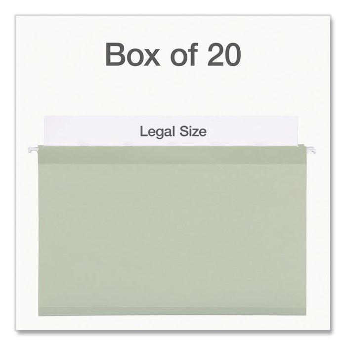 Ready-Tab Reinforced Hanging File Folders, Legal Size, 1/6-Cut Tabs, Sage Green, 20/Box