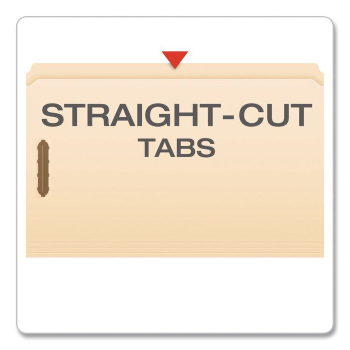 Manila Fastener Folders, Reinforced Straight Tab, 2 Fasteners, Legal Size, Manila, 50/Box