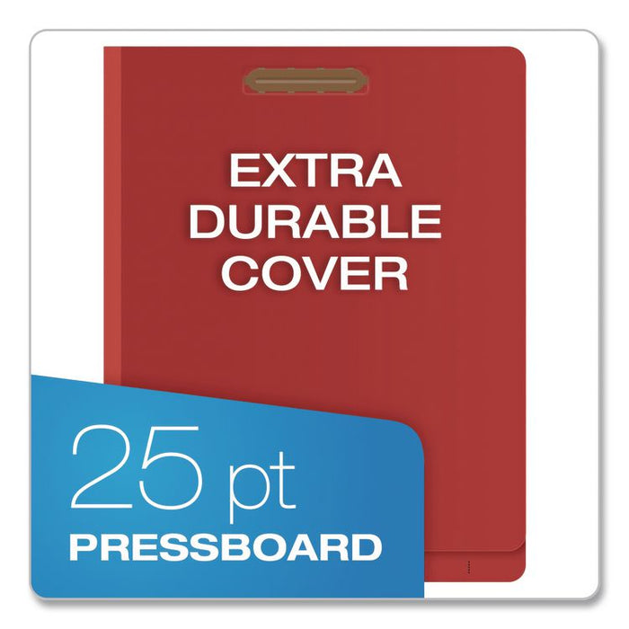 Heavy-Duty Pressboard End Tab Classification Folders, Expands 2.5", 2 Dividers, 6 Fasteners, Letter Size, Red, 10/Box