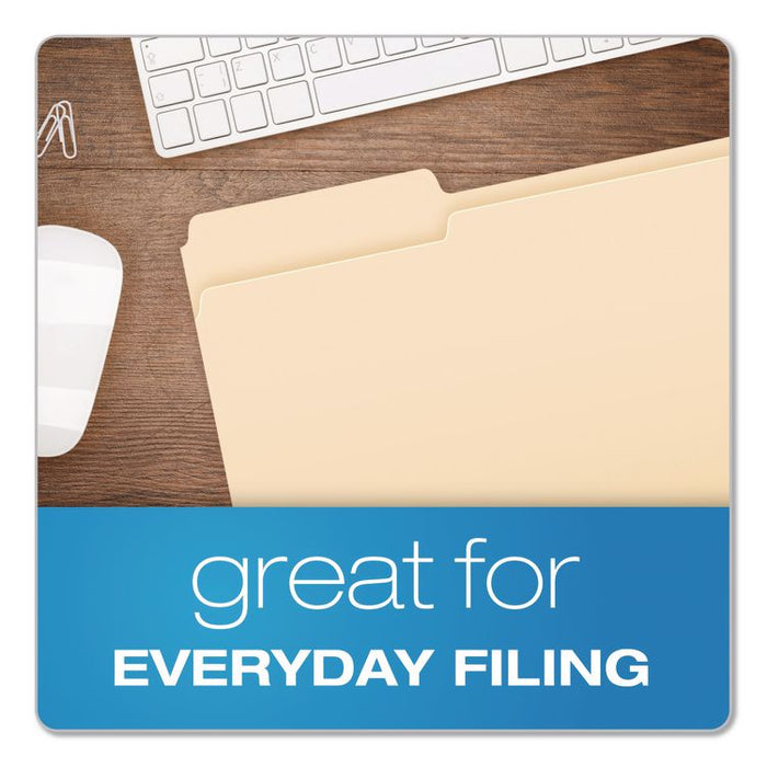 Reinforced Top File Folders, 1/3-Cut Tabs: Left Position, Letter Size, Manila, 100/Box