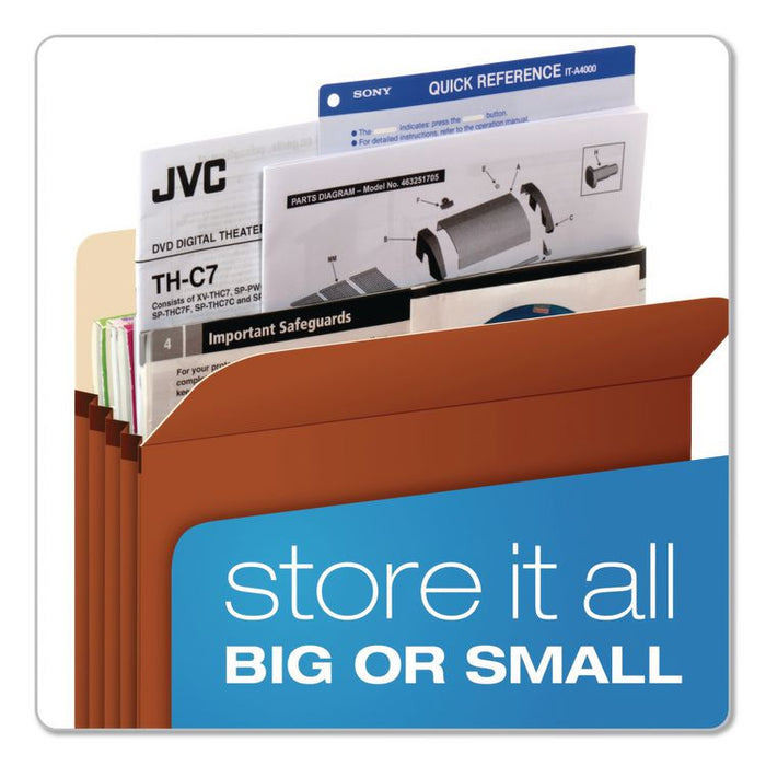 Expanding Pocket, 5.25" Expansion, Letter Size, Brown, 50/Carton
