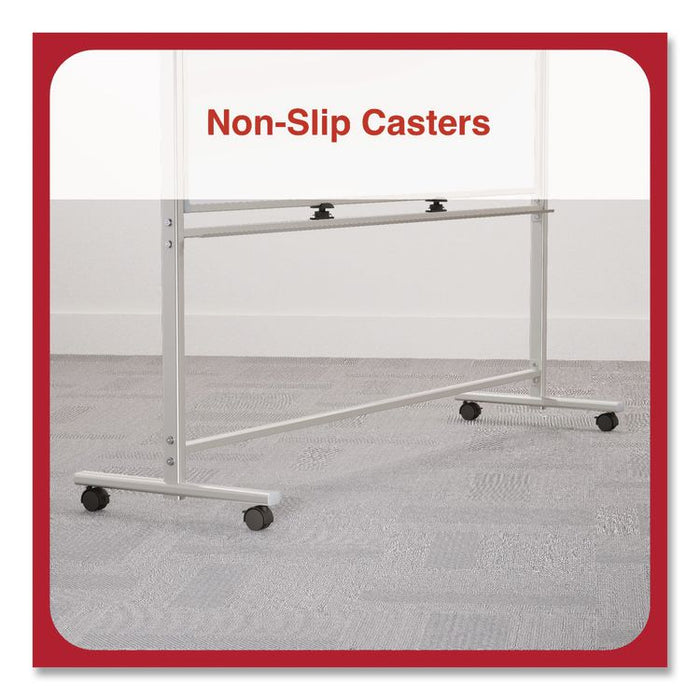 Magnetic Steel Mobile Dry Erase Board, 72 x 40, White Surface, Silver Aluminum Frame