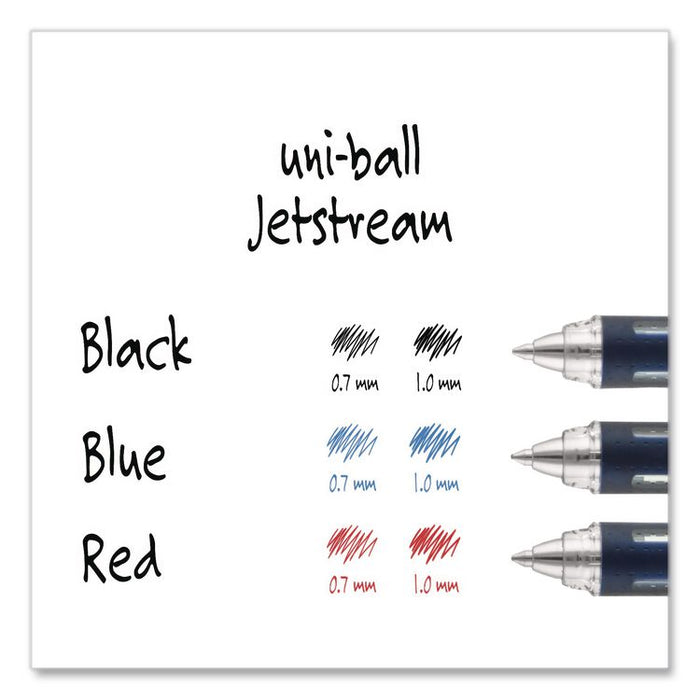Jetstream Form-Fitting Comfort Grip Hybrid Gel Pen, Stick, Fine 0.7 mm, Black Ink, Black/Silver Barrel, Dozen