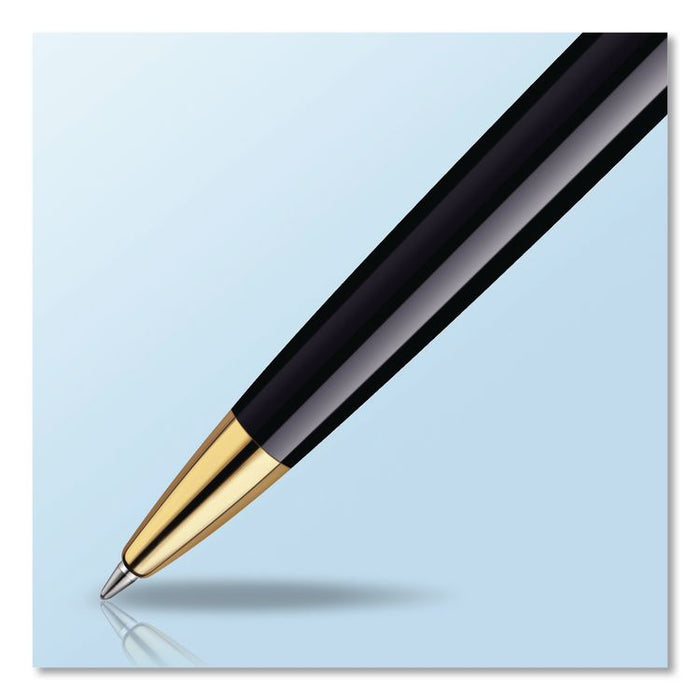 Hemisphere Ballpoint Pen, Retractable, Medium 1 mm, Blue Ink, Black Lacquered/23-Karat Gold Barrel