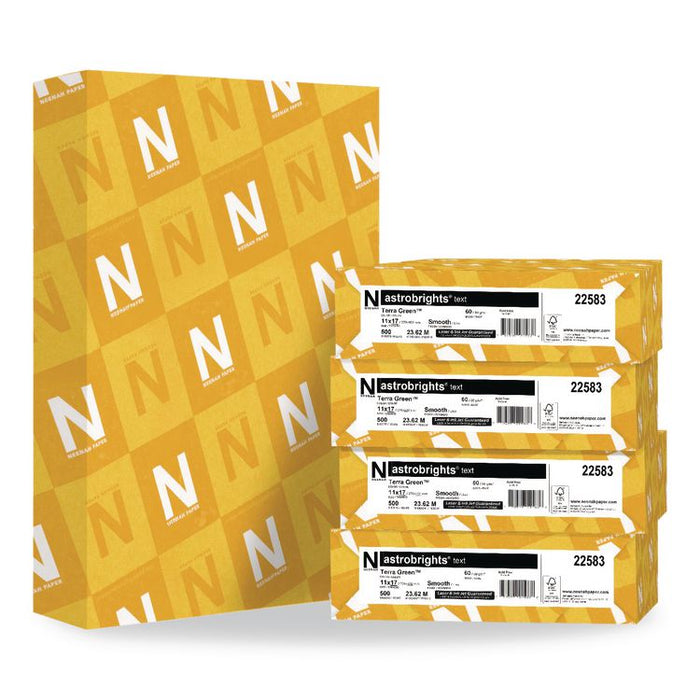 Color Paper, 24 lb Bond Weight, 11 x 17, Terra Green, 500/Ream, 5 Reams/Carton