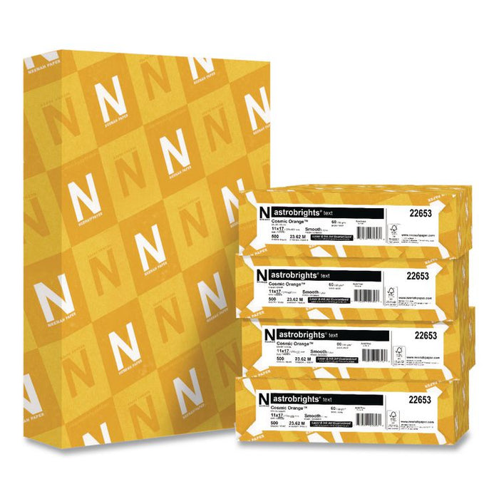 Color Paper, 24 lb Bond Weight, 11 x 17, Cosmic Orange, 500/Ream, 5 Reams/Carton