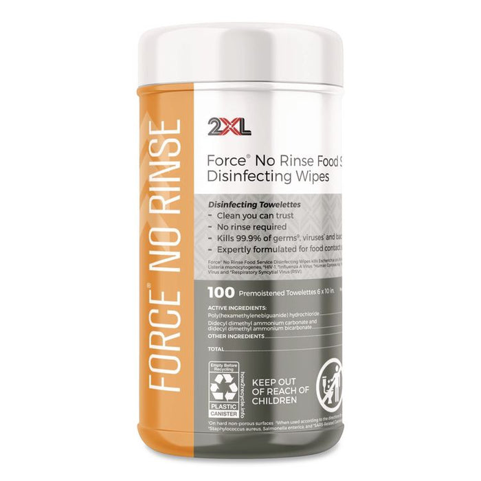 Food Service No Rinse Surface Sanitizing Wipes, 1-Ply, 6 x 8, White, 100/Roll, 6 Rolls/Carton