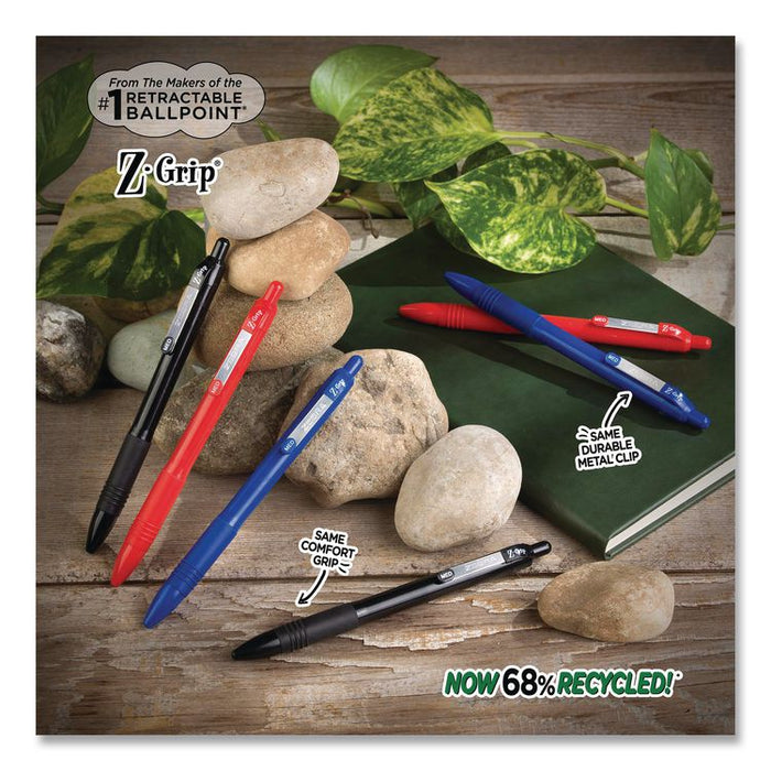 Z-Grip Recycled Retractable Ballpoint Pen, Medium 1 mm, Black Ink, Black Barrel, Dozen