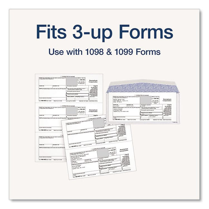 3-Up 1099-NEC Gummed Seal Double-Window Security Tint Envelopes, Commercial Flap, 8.75 x 3.75, White, 24/Pack