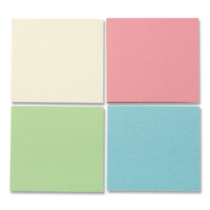 100% Recycled Self-Stick Notes, 1.5" x 2", Assorted Pastel Colors, 100 Sheets/Pad, 12 Pads/Pack