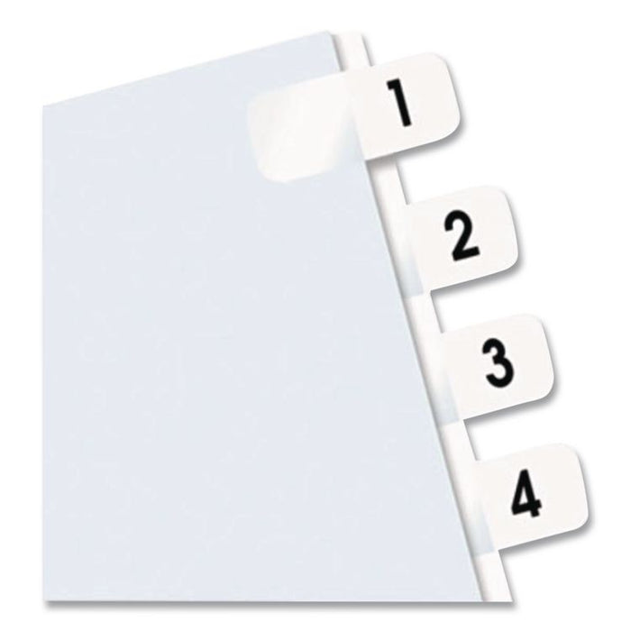 Legal Index Tabs, Preprinted Numeric: 1 to 10, 1/12-Cut, White, 0.44" Wide, 104/Pack