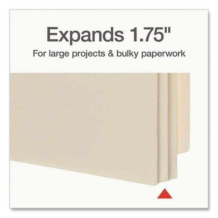 Manila Reinforced File Pocket, 1.75" Expansion, Legal Size, Manila, 25/Box