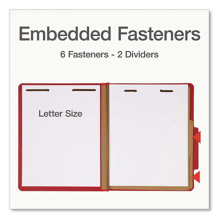 Pressboard Top Tab Classification Folders, 2/5-Cut Tab, Expands 2.5", 2 Dividers, 6 Fasteners, Letter Size, Assorted, 10/Box
