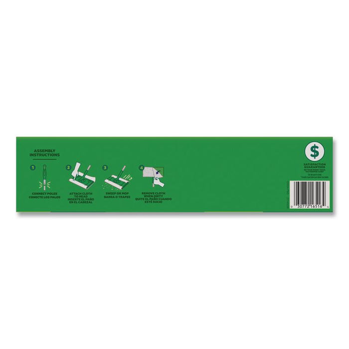 Sweep and Mop 2-in-1 Dry + Wet Floor Mopping and Sweeping Kit, 12.4 x 2.95 Mop Head, Silver Plastic Handle, 6/Carton