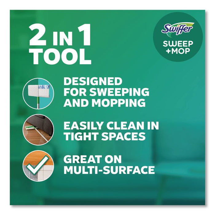 Sweep and Mop 2-in-1 Dry + Wet Floor Mopping and Sweeping Kit, 12.4 x 2.95 Mop Head, Silver Plastic Handle, 6/Carton
