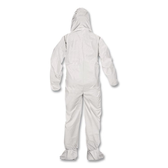 KleenGuard A40 Coveralls, Elastic Wrists, Ankles, Back, Hood and Non-Skid Boots, 6X-Large, White, 25/Carton