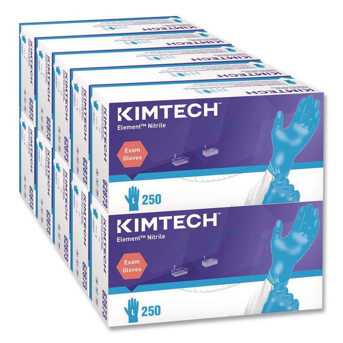 Element Nitrile Exam Gloves, AQL 1.0, Large, 3.2 mil Thick, 9.3" Long, Blue, 250/Box, 10 Boxes/Carton