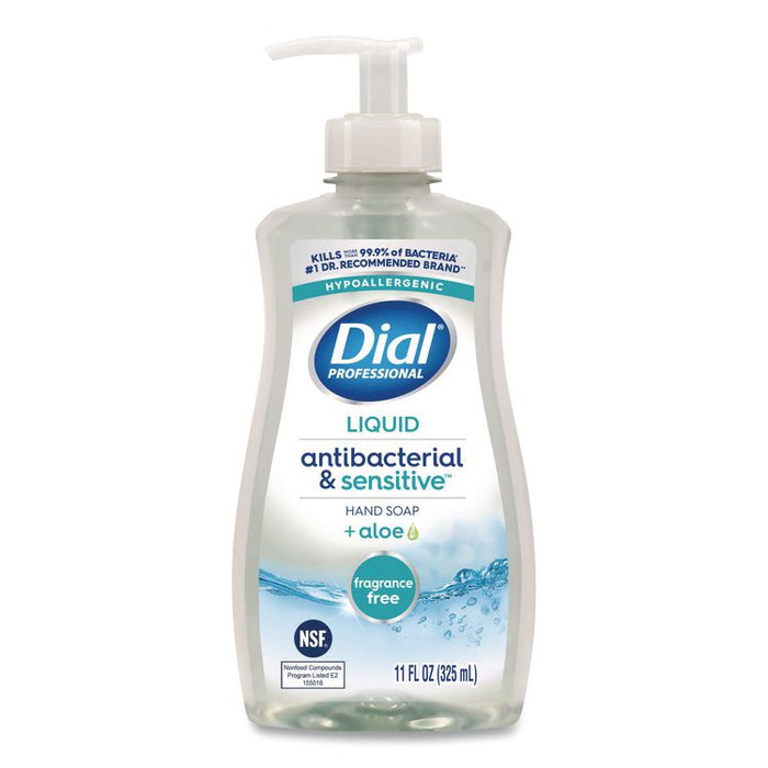 Antibacterial and Sensitive Fragrance-Free Liquid Hand Soap, Unscented, 11 oz, 12/Carton