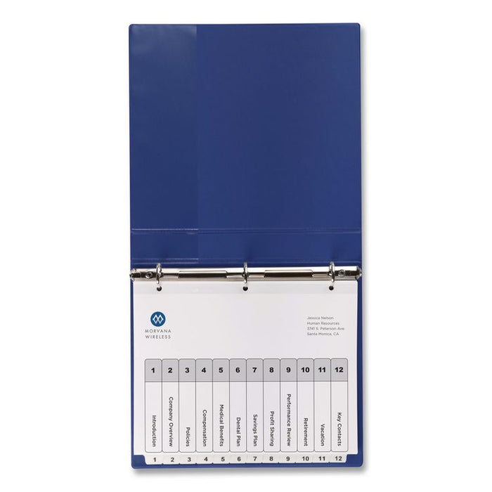 Customizable TOC Ready Index Black and White Dividers, 12-Tab, 1 to 12, 11 x 8.5, 1 Set