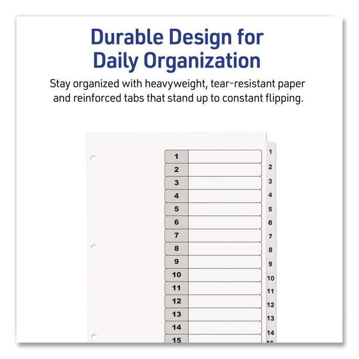Customizable TOC Ready Index Black and White Dividers, 15-Tab, 1 to 15, 11 x 8.5, 1 Set