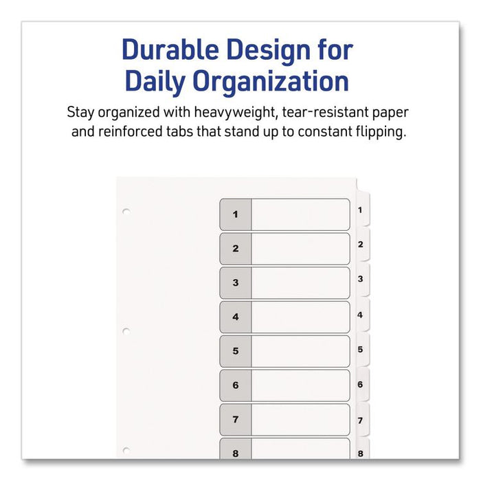 Customizable TOC Ready Index Black and White Dividers, 8-Tab, 1 to 8, 11 x 8.5, 1 Set