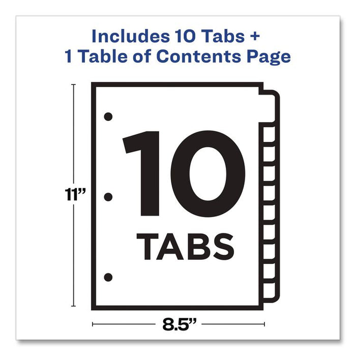 Customizable TOC Ready Index Black and White Dividers, 10-Tab, 1 to 10, 11 x 8.5, 1 Set