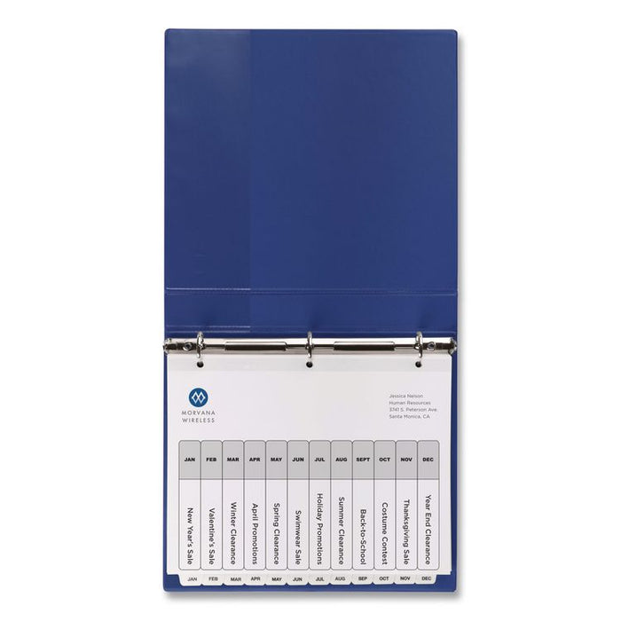 Customizable Table of Contents Ready Index Black and White Dividers, 12-Tab, Jan. to Dec., 11 x 8.5, White, 6 Sets