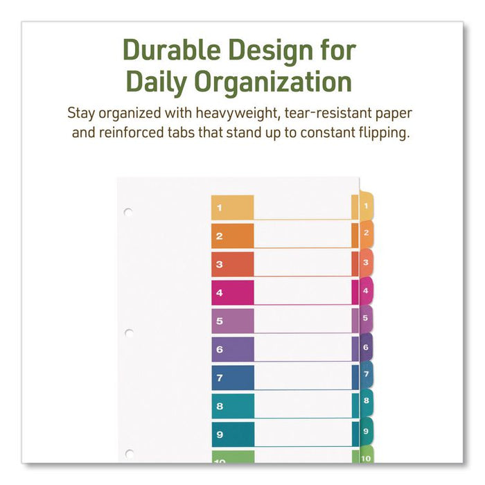 Customizable Table of Contents Ready Index Dividers with Multicolor Tabs, 10-Tab, 1 to 10, 11 x 8.5, White, 3 Sets