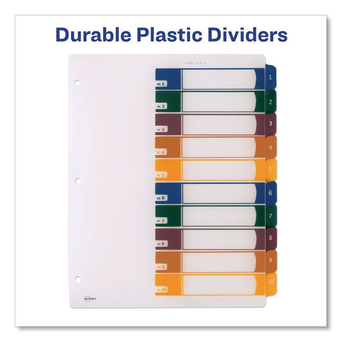 Customizable Table of Contents Ready Index Dividers with Multicolor Tabs, 10-Tab, 1 to 10, 11 x 8.5, Translucent, 1 Set