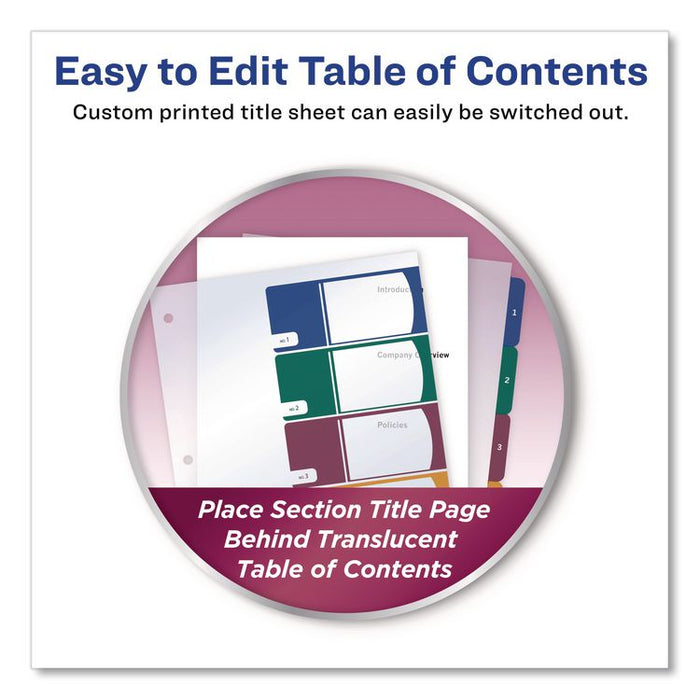 Customizable Table of Contents Ready Index Dividers with Multicolor Tabs, 5-Tab, 1 to 5, 11 x 8.5, Translucent, 1 Set