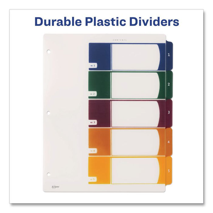 Customizable Table of Contents Ready Index Dividers with Multicolor Tabs, 5-Tab, 1 to 5, 11 x 8.5, Translucent, 1 Set