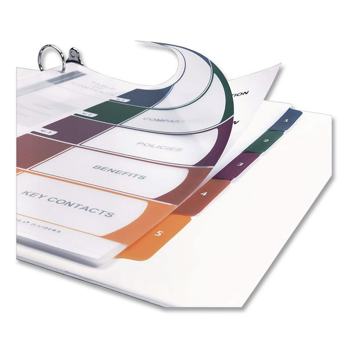 Customizable Table of Contents Ready Index Dividers with Multicolor Tabs, 5-Tab, 1 to 5, 11 x 8.5, Translucent, 1 Set