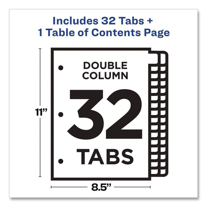 Customizable TOC Ready Index Double Column Multicolor Tab Dividers, 32-Tab, 1 to 32, 11 x 8.5, White, 1 Set