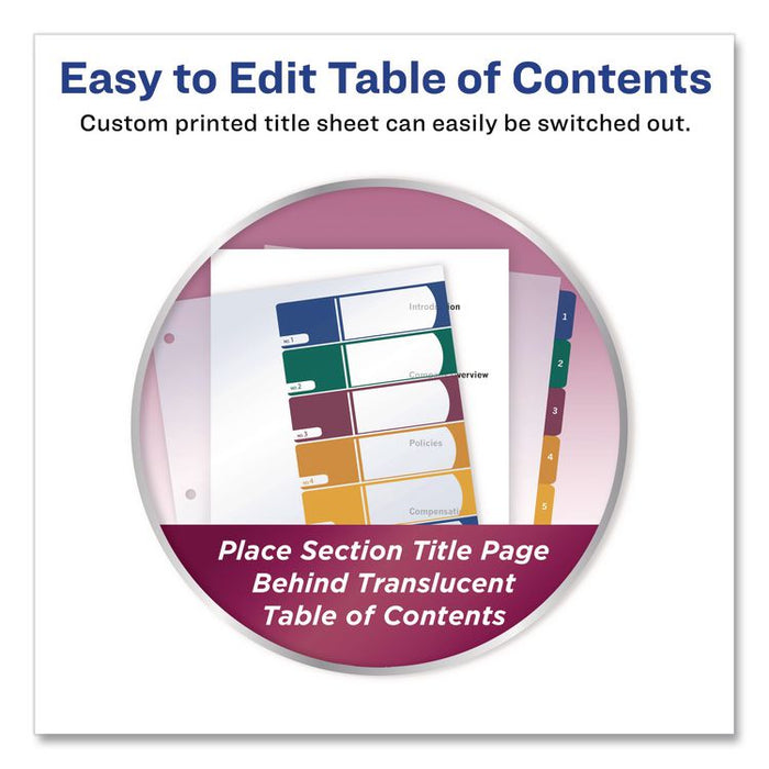 Customizable Table of Contents Ready Index Dividers with Multicolor Tabs, 8-Tab, 1 to 8, 11 x 8.5, Translucent, 1 Set