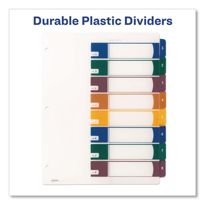 Customizable Table of Contents Ready Index Dividers with Multicolor Tabs, 8-Tab, 1 to 8, 11 x 8.5, Translucent, 1 Set