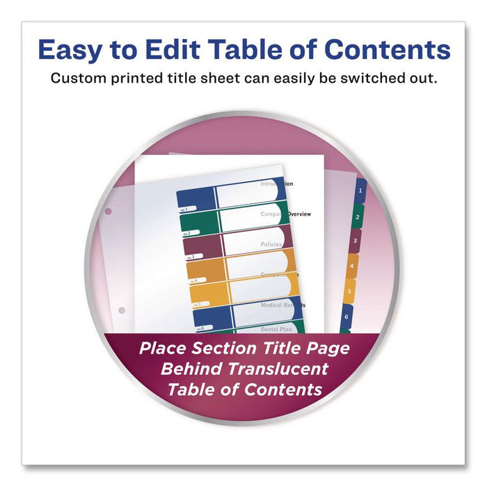 Customizable Table of Contents Ready Index Dividers with Multicolor Tabs, 10-Tab, 1 to 10, 11 x 8.5, Translucent, 1 Set