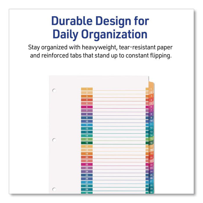 Customizable Table of Contents Ready Index Multicolor Dividers, 31-Tab, 1 to 31, 11 x 8.5, White, 6 Sets