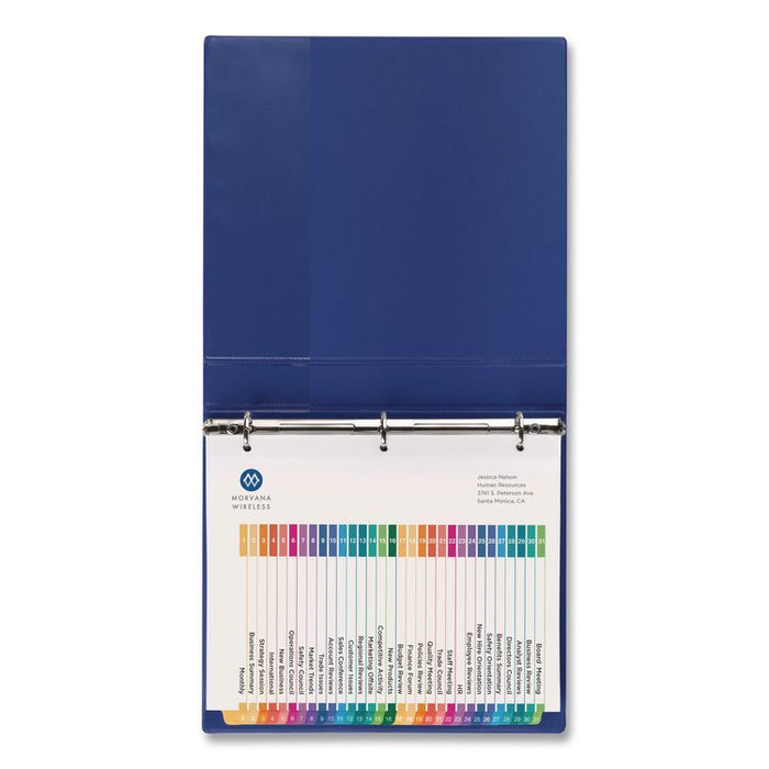 Customizable Table of Contents Ready Index Multicolor Dividers, 31-Tab, 1 to 31, 11 x 8.5, White, 6 Sets