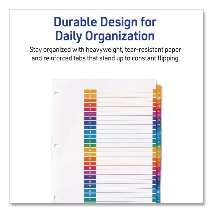 Customizable Table of Contents Ready Index Multicolor Dividers, 26-Tab, A to Z, 11 x 8.5, White, 6 Sets