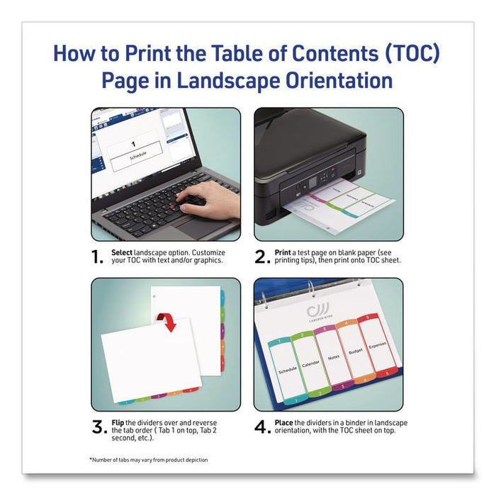 Customizable TOC Ready Index Multicolor Tab Dividers, 15-Tab, 1 to 15, 11 x 8.5, White, Contemporary Color Tabs, 1 Set