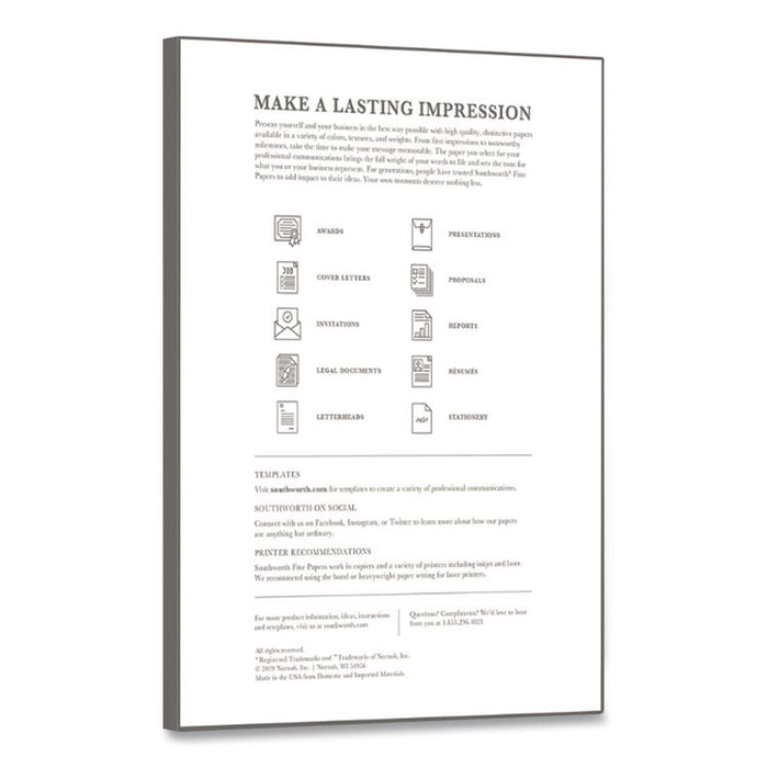 100% Cotton Resume Paper, 24 lb Bond Weight, 8.5 x 11, Ivory, 100/Pack