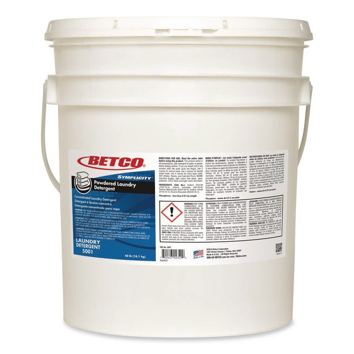 Symplicity Powdered Laundry Detergent, 40 lb Pail