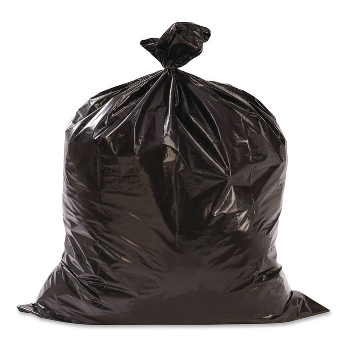 Heavy-Duty Low-Density Wing Tie Contractor Bags, 55 gal, 3 mil, 35.75" x 53.88", Black, 15 Bags/Roll, 4 Rolls/Carton