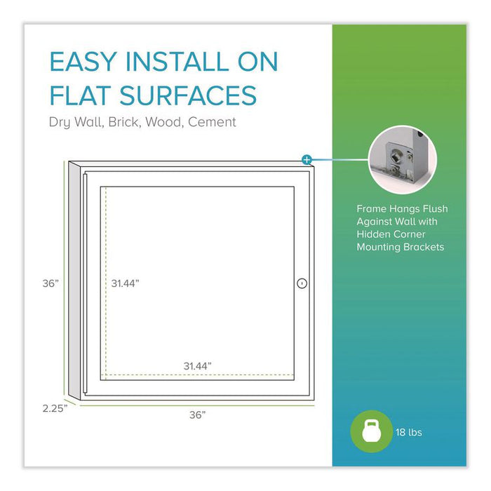 1 Door Enclosed Natural Cork Bulletin Board with Satin Frame, 36" x 36", Tan Surface, Satin Aluminum Frame