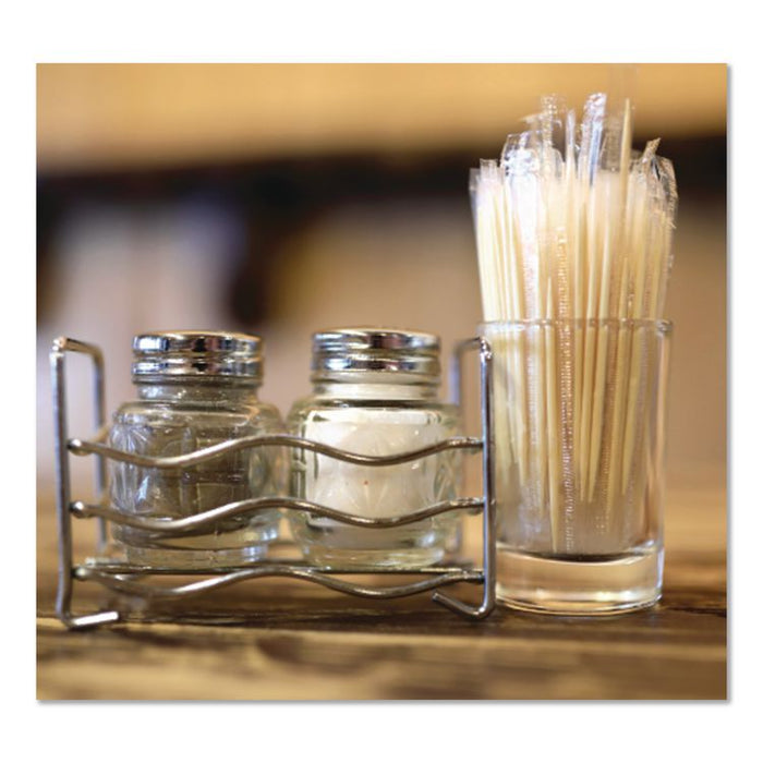 Individually Wrapped Round Wood Mint Toothpicks, 4", Natural, 1,000/Box, 12 Boxes/Carton