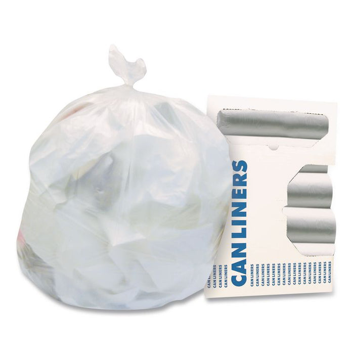 High-Density Waste Can Liners, 30 gal, 8 mic, 30" x 37", Natural, 25 Bags/Roll, 20 Rolls/Carton