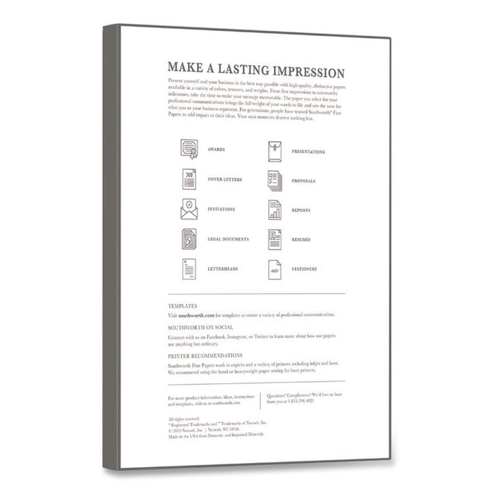 100% Cotton Resume Paper, 32 lb Bond Weight, 8.5 x 11, Ivory, 100/Pack